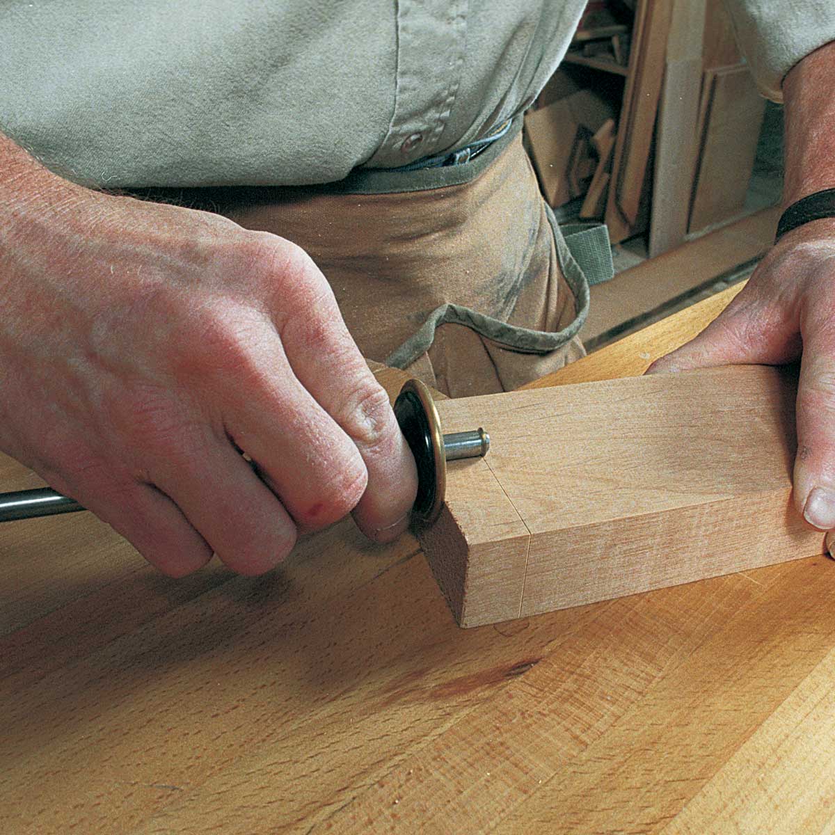 A little handwork with a chisel trims the shoulder for a tight fit.