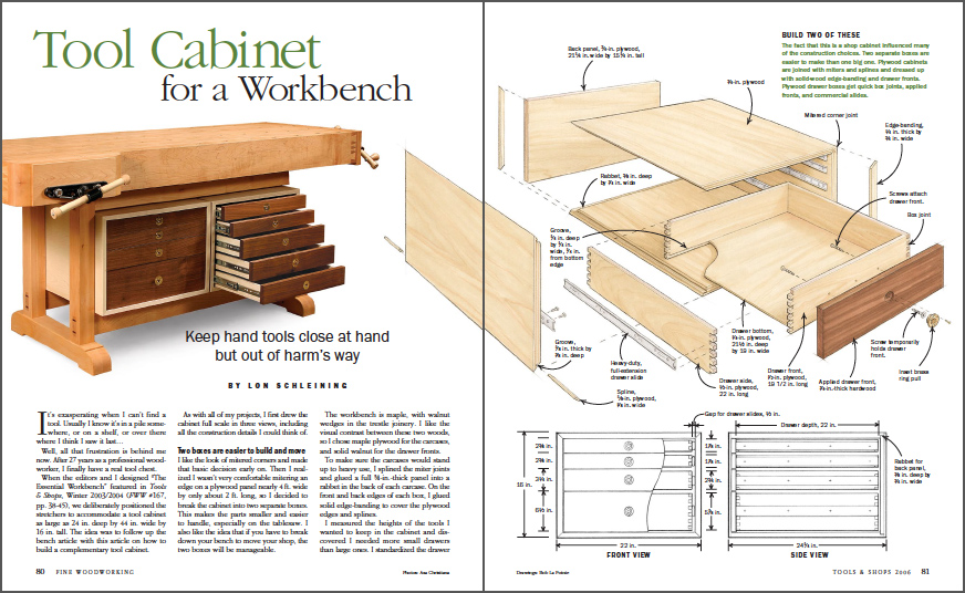 Tool Cabinet for a Workbench spread