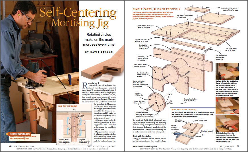 Self-Centering Mortising Jig spread