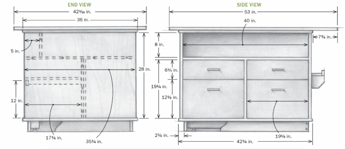 end and side view of table diagram 