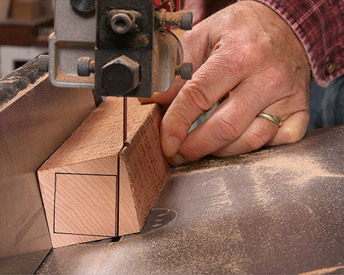 The cutting of a table leg