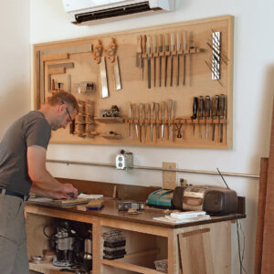 tools hanging in the shop in renovated garage