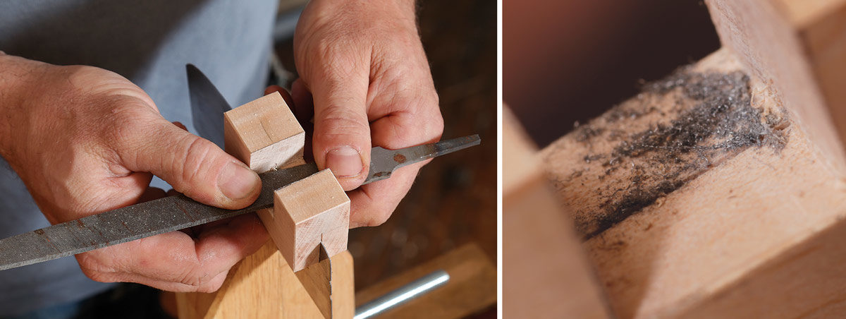 Peter Galbert sharpening a curved scraper