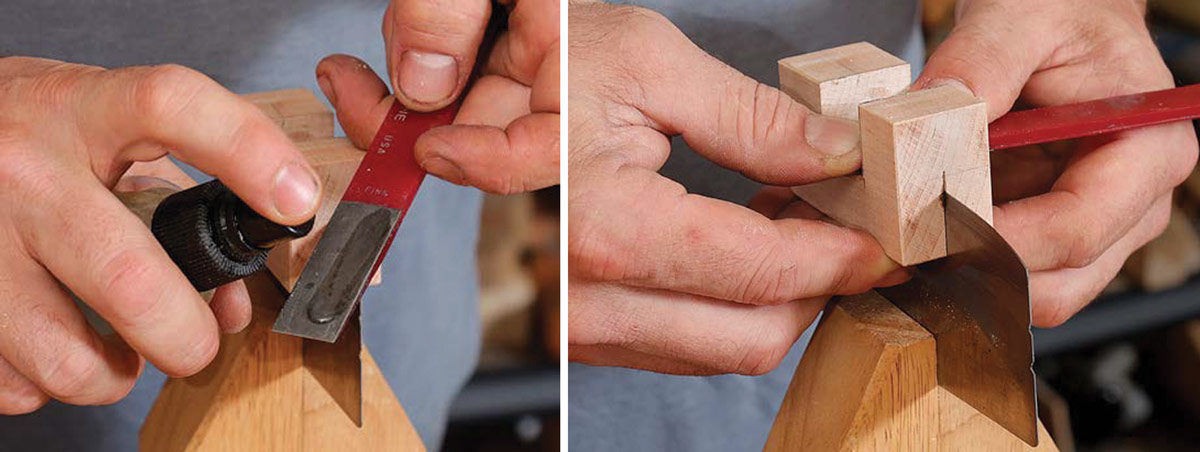 Using a diamond hone to sharpen a card scraper