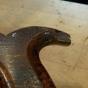 A chip on a saw tote doesn't bother Josh as long as it still feels good in the hand.