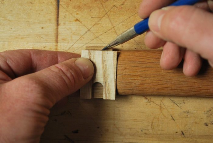 cut tenon to match leg width