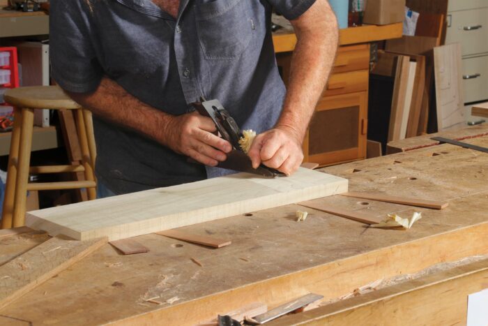 handplaning across the grain over first sections