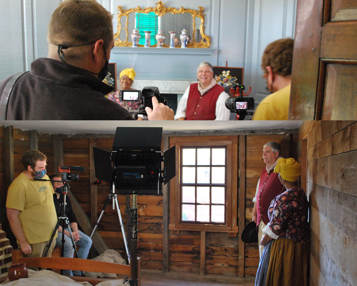 Presenters in front of video cameras