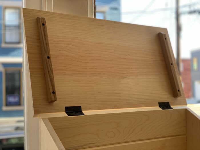 oak battens on a pine lid