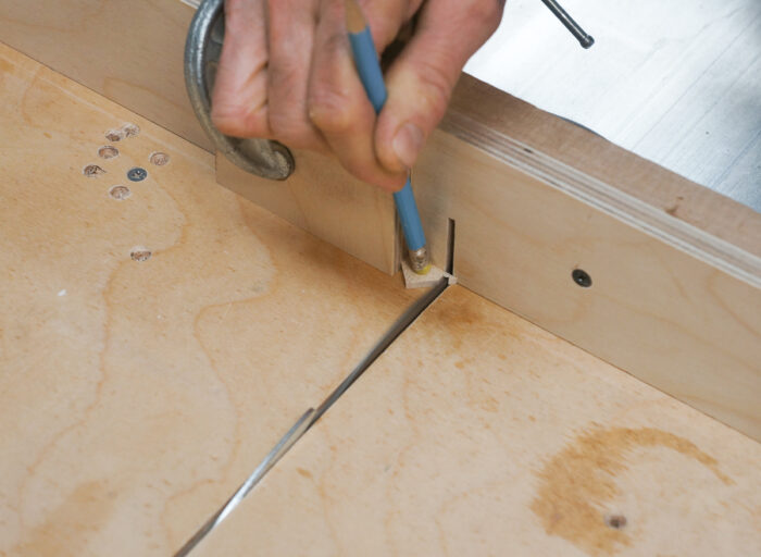 Using a pencil eraser to hold a small tab on tablesaw