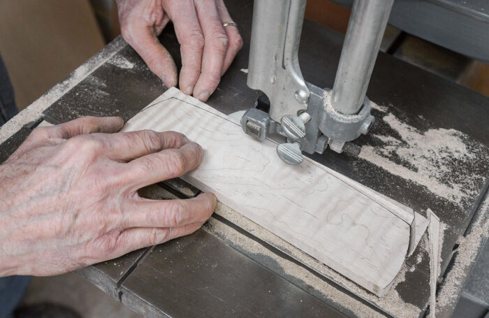 Cutting the shape of the lid on the bandsaw