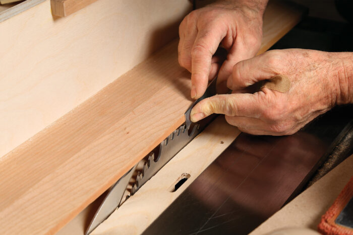 flush the tablesaw blade to the l-fence