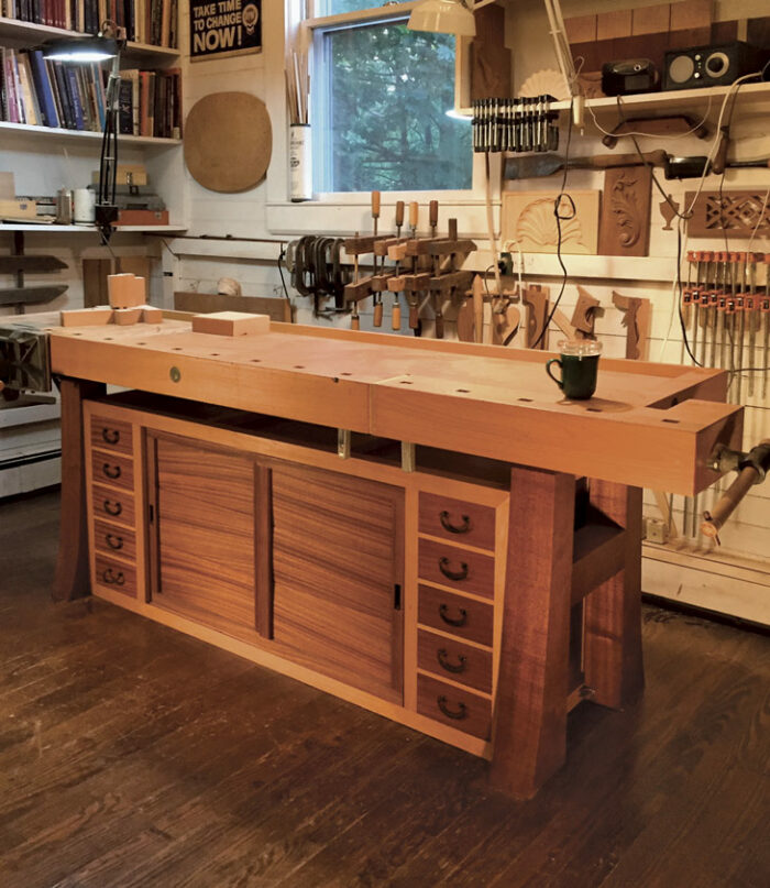 Workbench, beech, sapele, mahogany, poplar