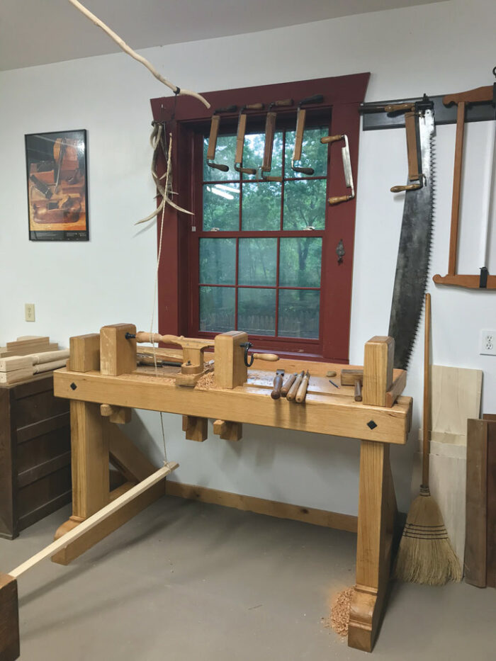 Spring pole lathe, white oak