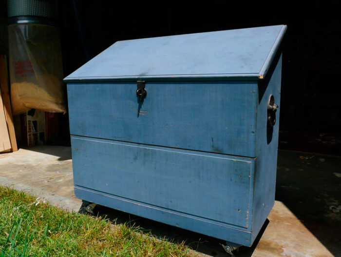 Dutch tool box, white pine and milk paint.