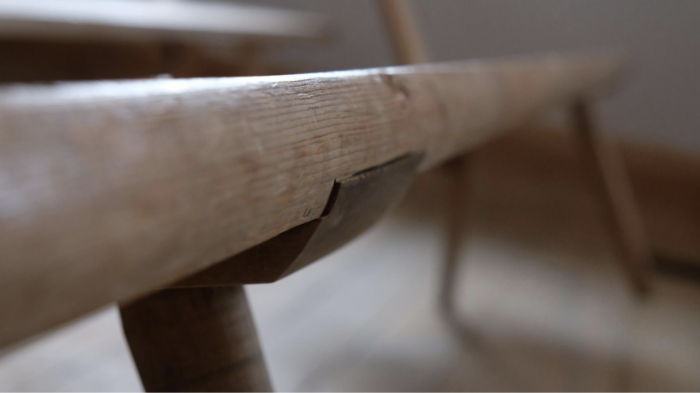 The front edge of some benches is rounded.