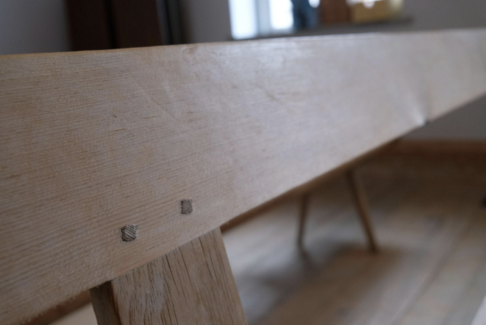 Square pegs on an Amana Church Bench