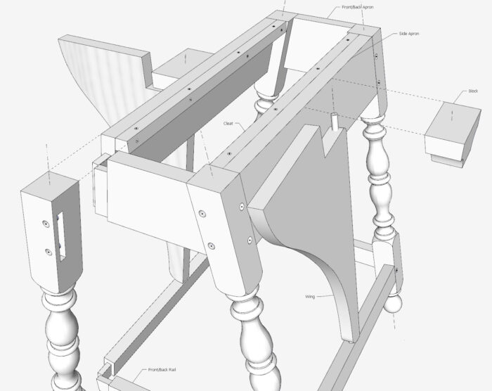 Centerlines in a Butterfly Table from the 17th century in SketchUp