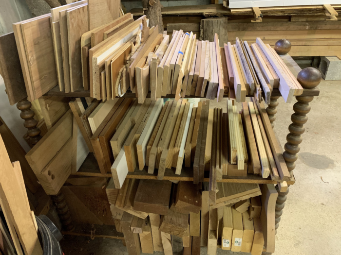 Using an old bookshelf for wood storage