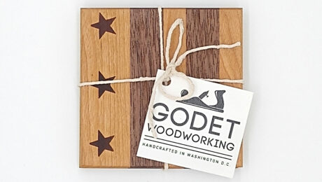 Wooden coasters by Adam Godet, emblazoned with stars