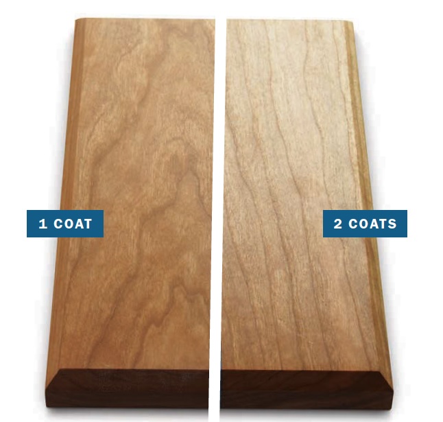 One side of a board has one coat of finish the other side of the board has two.