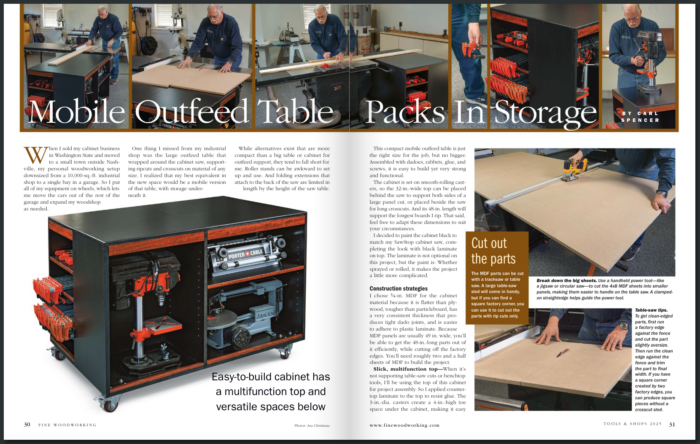 Mobile Table Saw Outfeed Table Packs In Storage