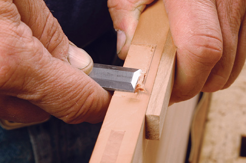 clean up butt hinge mortise with a sharp chisel